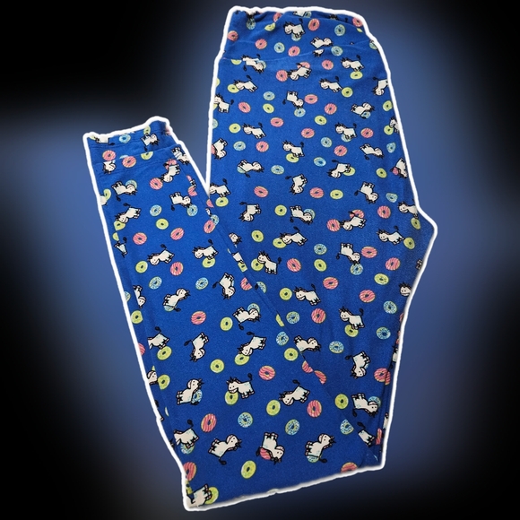LuLaRoe Women's Leggings - Blue with Colorful Animal Print - Picture 1 of 2